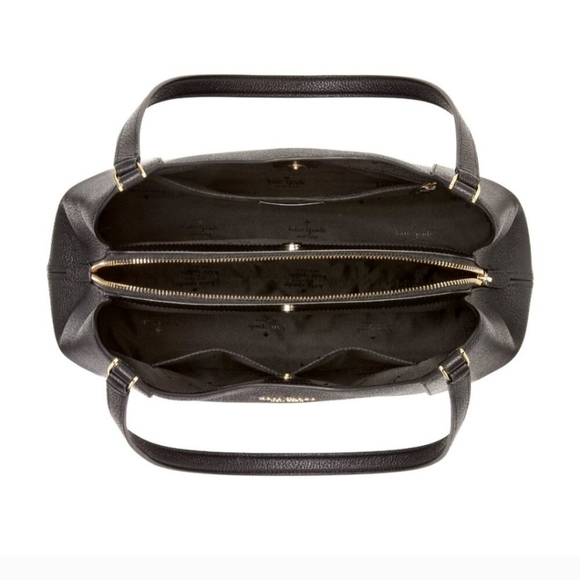 NWOT Kate Spade Lena Large Triple Compartment Black Pebbled Leather Shoulder Bag - Picture 10 of 12